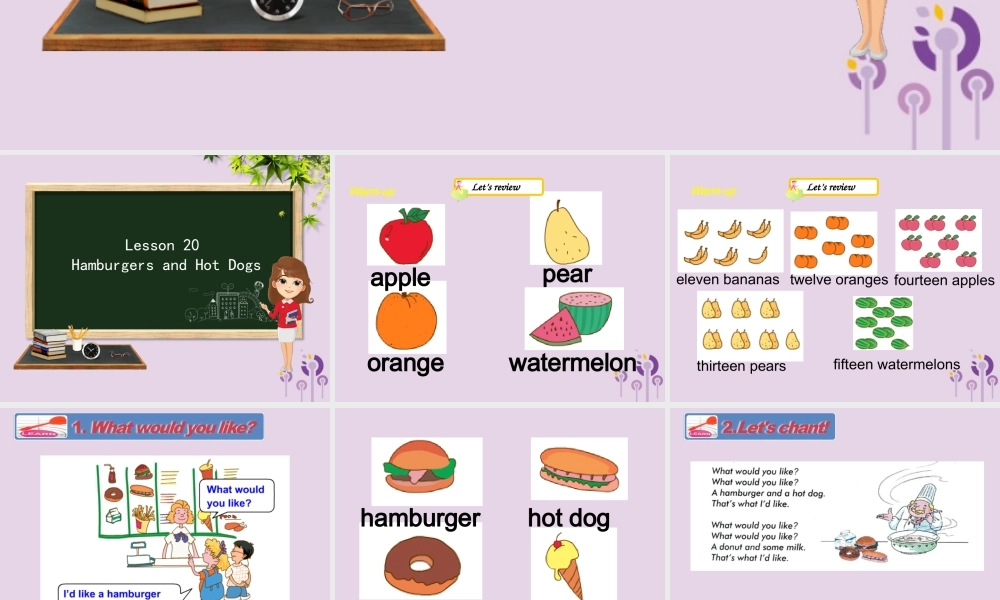 三年级英语下册 Unit 4 Food and Restaurants Lesson 20 Hamburgers and Hot Dogs课件 冀教版（三起）-冀教版小学三年级下册英语课件