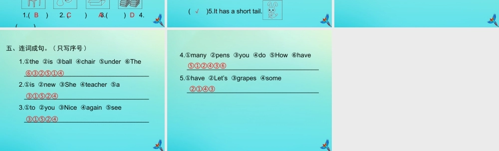 三年级英语下册 句子专项复习习题课件 人教PEP版-人教PEP小学三年级下册英语课件