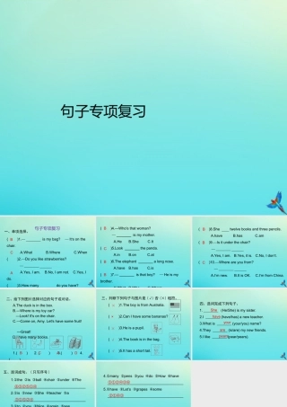 三年级英语下册 句子专项复习习题课件 人教PEP版-人教PEP小学三年级下册英语课件