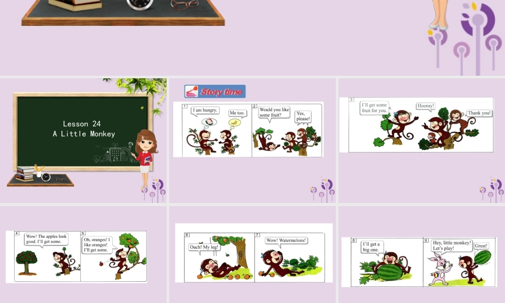 三年级英语下册 Unit 4 Food and Restaurants Lesson 24 Alittle Monkey课件 冀教版（三起）-冀教版小学三年级下册英语课件
