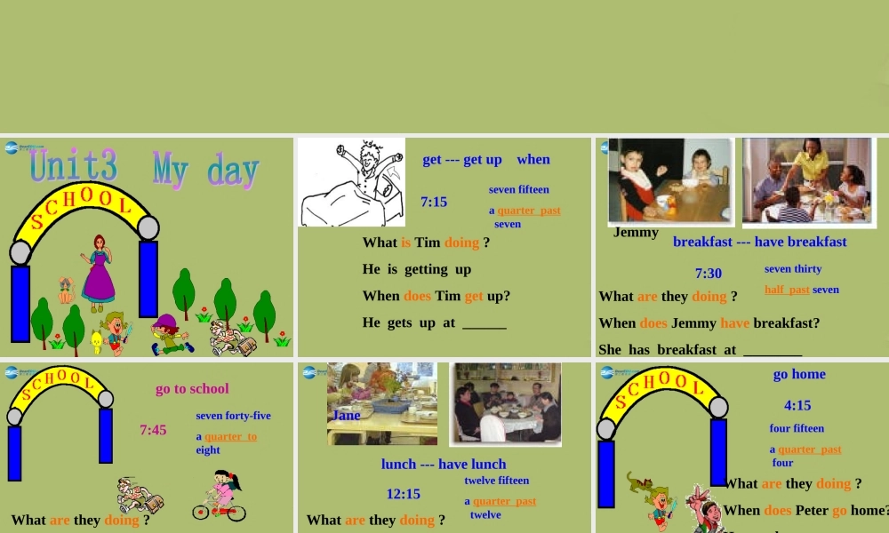 三年级英语下册《Unit 3 My day》课件2 深港朗文版