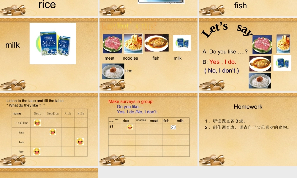 三年级英语下册Module 4 Food Unit 1 Do you like meat课件 外研版（三起）