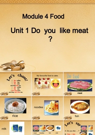 三年级英语下册Module 4 Food Unit 1 Do you like meat课件 外研版（三起）