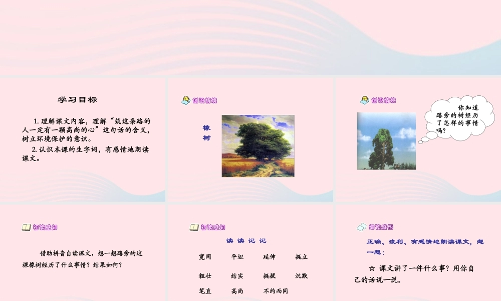 三年级语文上册 第七单元 28《路旁的橡树》培优课件 鲁教版-鲁教版小学三年级上册语文课件