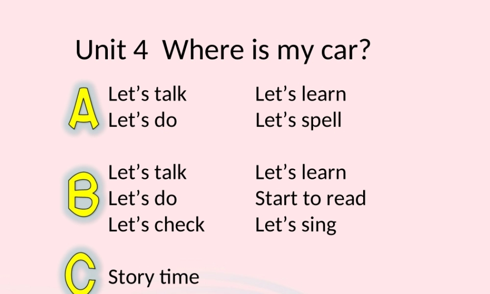 三年级英语下册 Unit 4 Where is my car课件