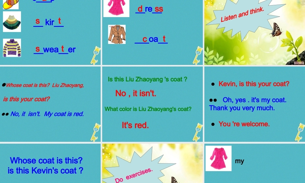 三年级英语下册 Unit 4 Whose Coat Is This part a课件 陕旅版-陕旅版小学三年级下册英语课件