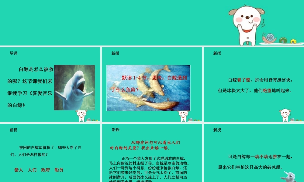 三年级语文上册 2 声音《喜爱音乐的白鲸》（第2课时）课件 北师大版
