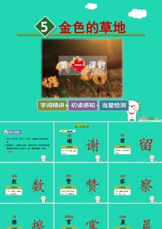 三年级语文上册 第一单元 3 金色的草地（第1课时）课件 冀教版-冀教版小学三年级上册语文课件