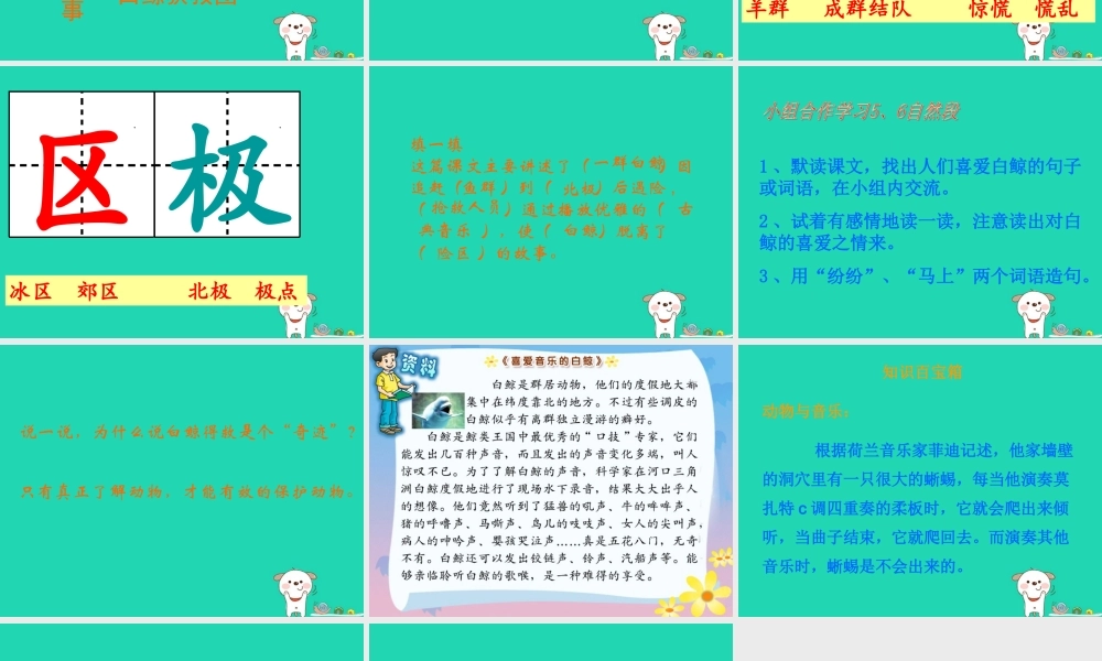三年级语文上册 2《声音》喜爱音乐的白鲸课件3 北师大版-北师大版小学三年级上册语文课件