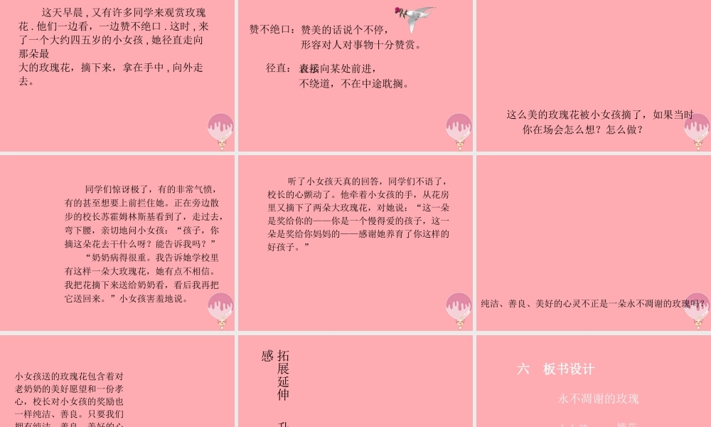 三年级语文上册 第七单元 永不凋谢的玫瑰课件2 西师大版-西师大版小学三年级上册语文课件