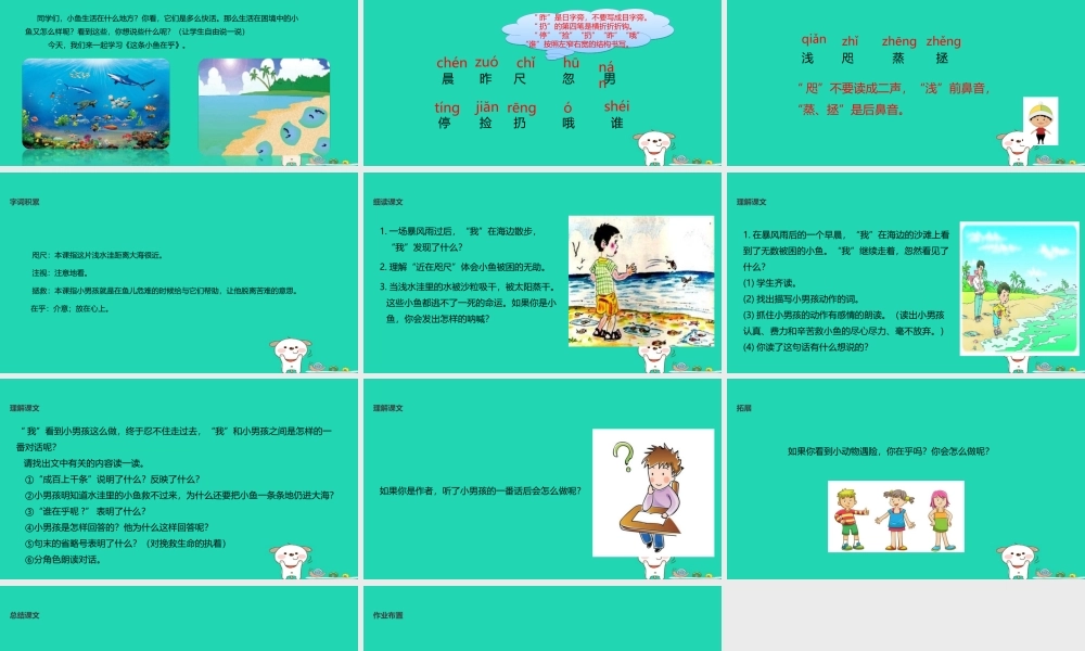 三年级语文上册 第一单元 3 这条小鱼在乎教学课件 鄂教版