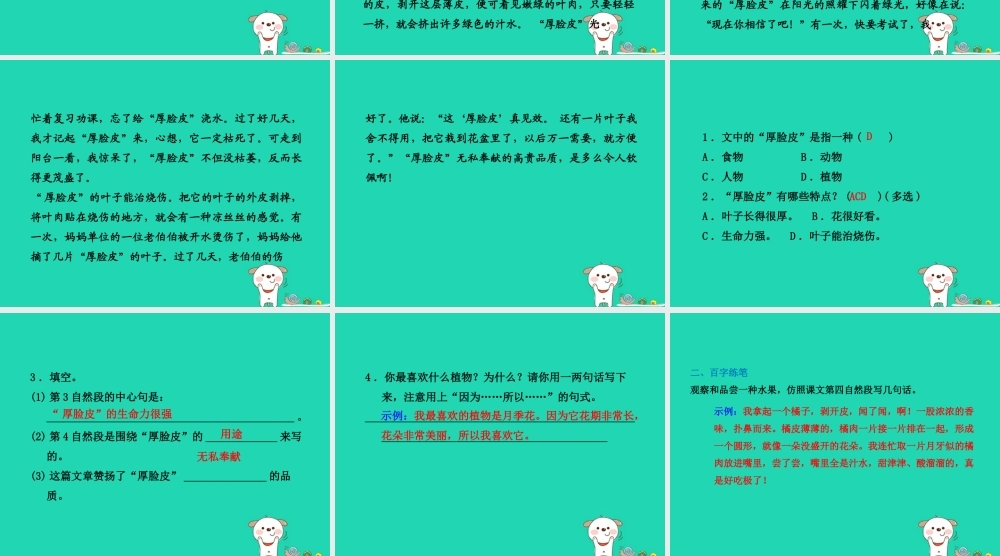 三年级语文上册 第5单元 16石榴习题课件1  苏教版-苏教版小学三年级上册语文课件