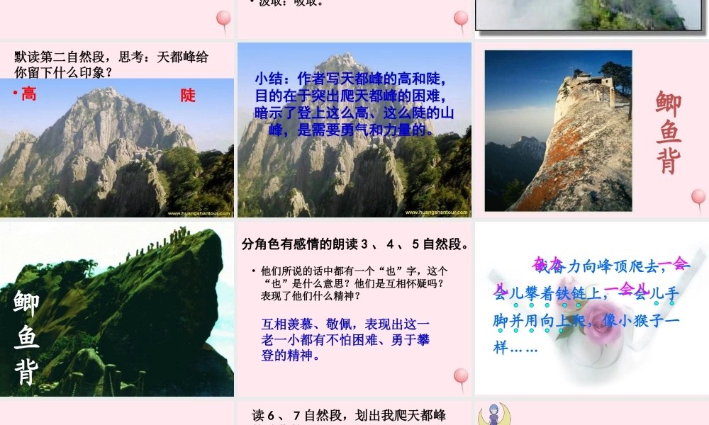 三年级语文上册 第一单元 3《爬天都峰》课件2 鲁教版-鲁教版小学三年级上册语文课件