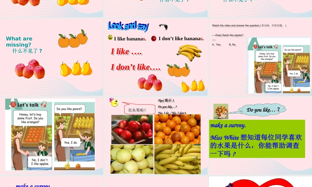 三年级英语下册 Unit 5 Do you like pears A Let's talk教学课件 人教PEP-人教PEP小学三年级下册英语课件