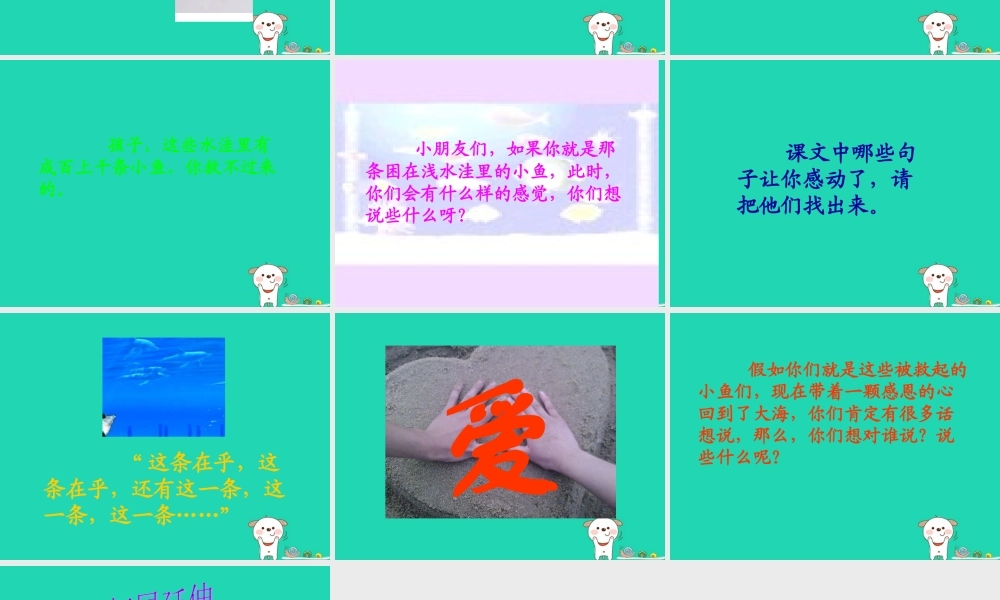 三年级语文上册 第一单元 3这条小鱼在乎课件 鄂教版-鄂教版小学三年级上册语文课件