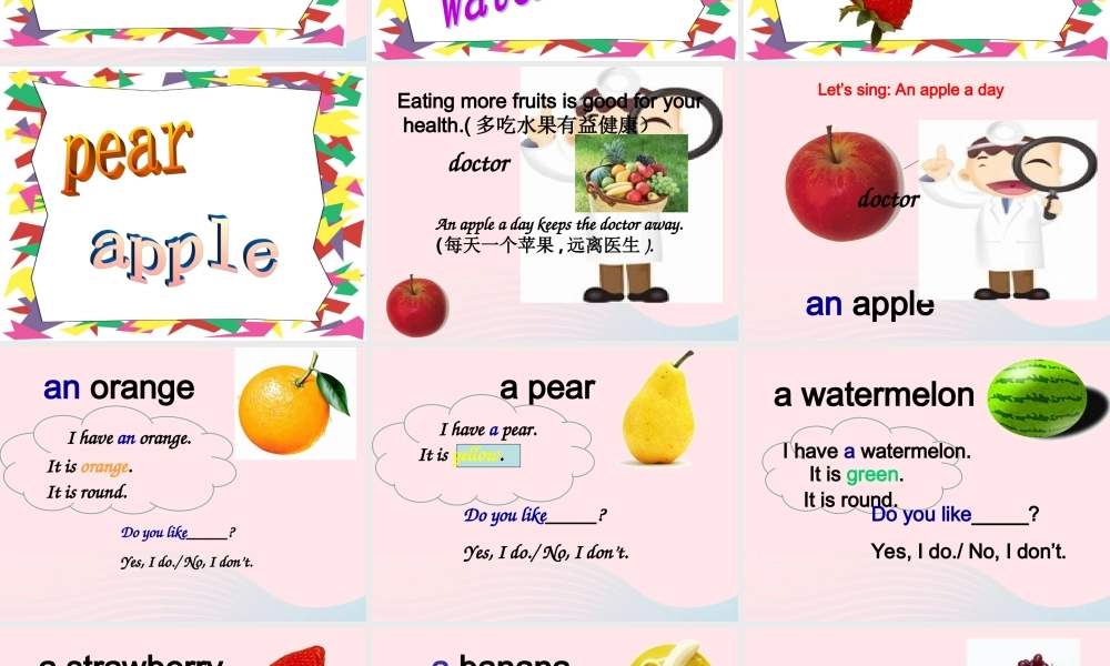 三年级英语下册 Unit 5 Do you like pears B Start to read教学课件 人教PEP-人教PEP小学三年级下册英语课件