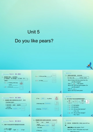 三年级英语下册 Unit 5 Do you like pears Part A习题课件 人教PEP版-人教PEP小学三年级下册英语课件