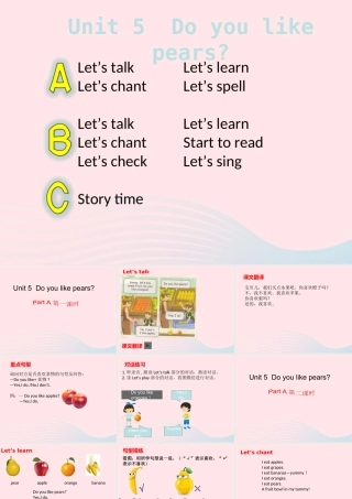 三年级英语下册 Unit 5 Do you like pears课件
