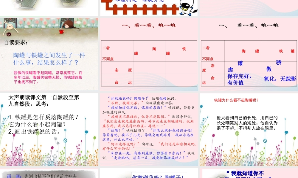 三年级语文上册 第七组 27《陶罐和铁罐》课堂教学课件3 新人教版-新人教版小学三年级上册语文课件