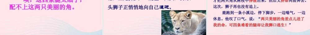 三年级语文上册 第七组 28《狮子和鹿》课堂教学课件2 新人教版-新人教版小学三年级上册语文课件