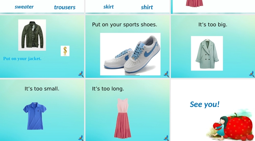 三年级英语下册 Unit 6 Clothes（1）Part B课件2 闽教版（三起）-闽教版小学三年级下册英语课件