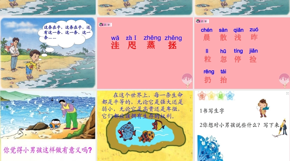 三年级语文上册 第一单元 这条小鱼在乎课件3 鄂教版-鄂教版小学三年级上册语文课件