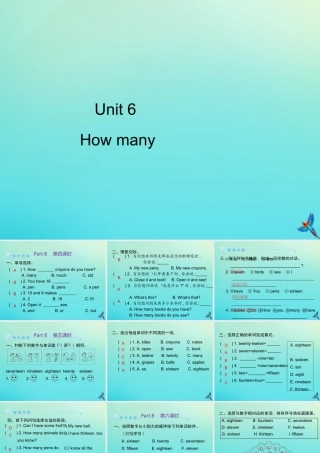 三年级英语下册 Unit 6 How many Part B习题课件 人教PEP版-人教PEP小学三年级下册英语课件