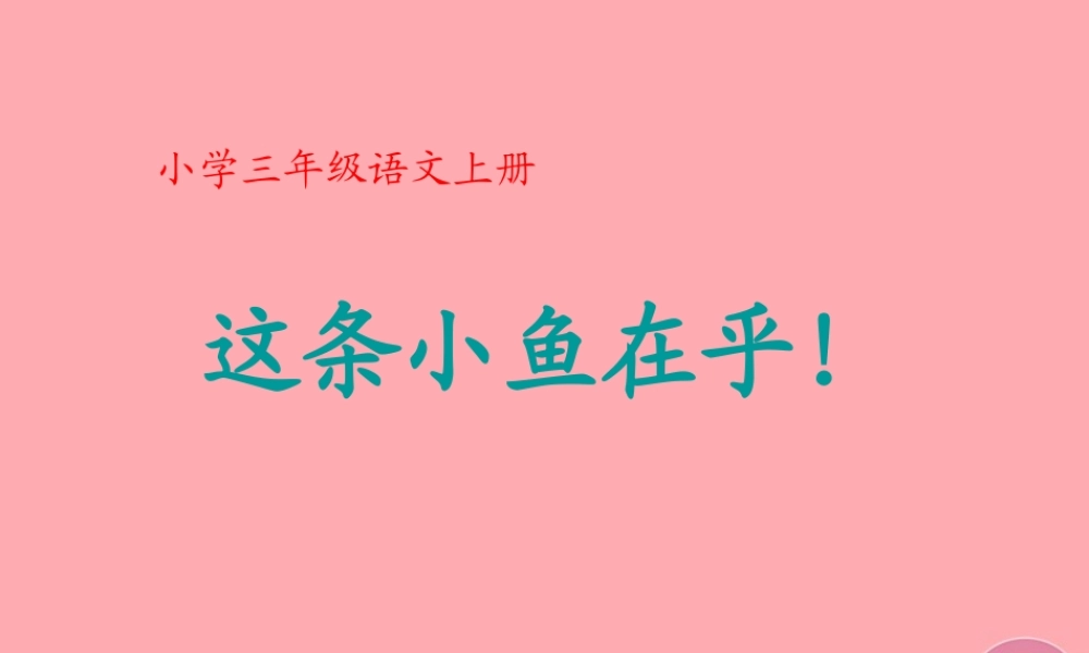 三年级语文上册 第一单元 这条小鱼在乎课件5 鄂教版-鄂教版小学三年级上册语文课件