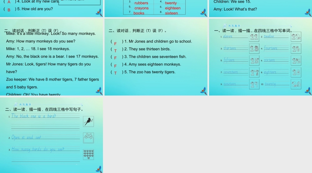 三年级英语下册 Unit 6 How many Part B周末自主作业习题课件 人教PEP版-人教PEP小学三年级下册英语课件
