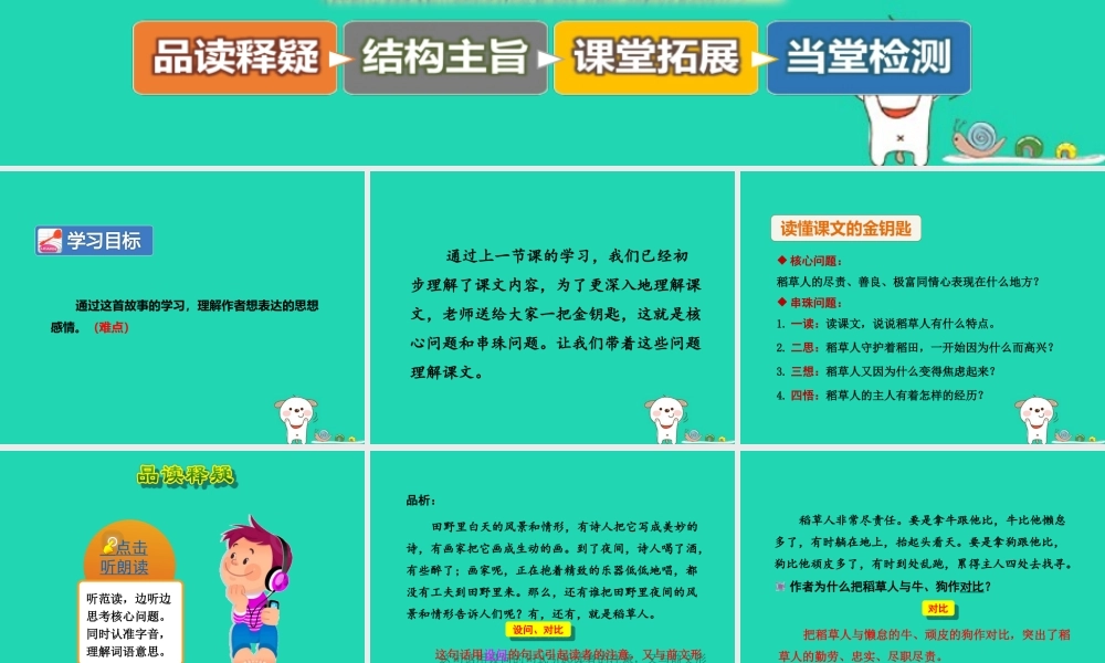 三年级语文上册 7《不同的视角》走进经典 稻草人（一）（第2课时）课件 长春版