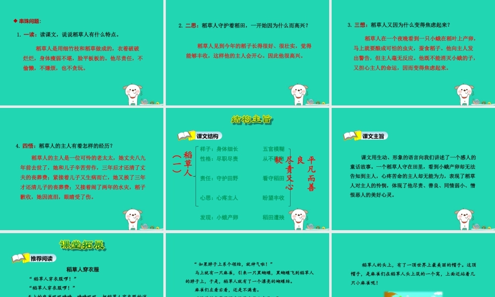 三年级语文上册 7《不同的视角》走进经典 稻草人（一）（第2课时）课件 长春版