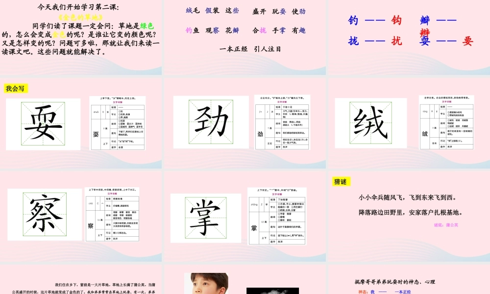 三年级语文上册 第一组 2《金色的草地》课堂教学课件1 新人教版-新人教版小学三年级上册语文课件