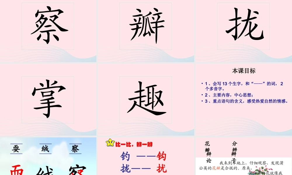 三年级语文上册 第一组 2《金色的草地》课堂教学课件4 新人教版-新人教版小学三年级上册语文课件