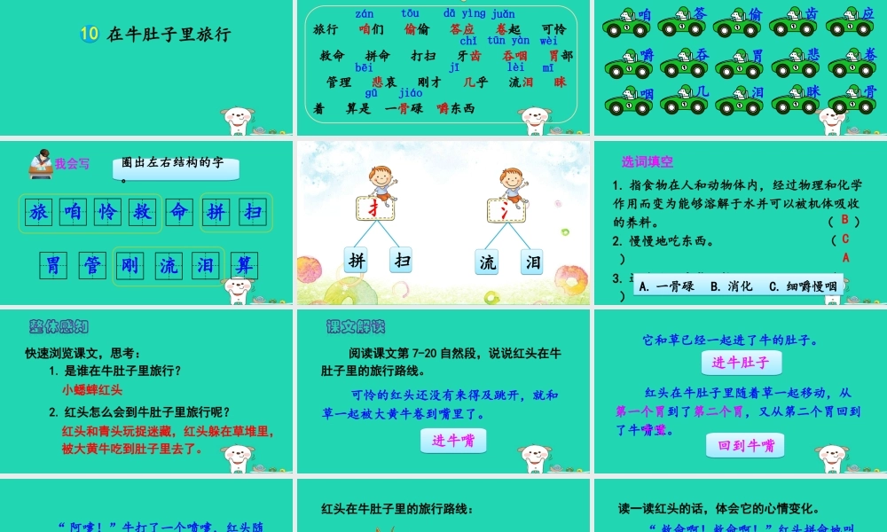 三年级语文上册 第三单元 10 在牛肚子里旅行课件 新人教版-新人教版小学三年级上册语文课件