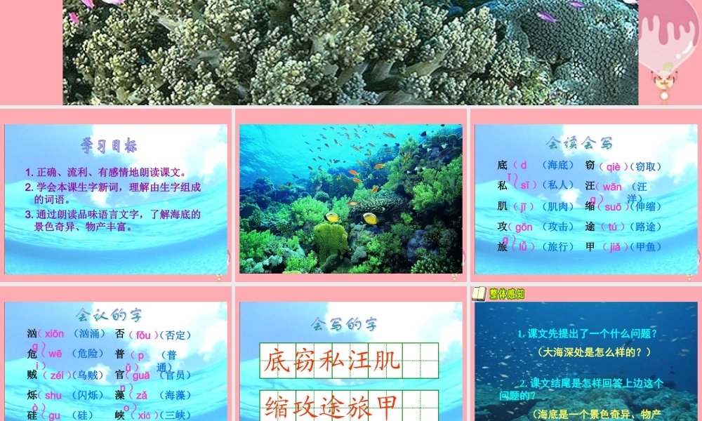 三年级语文上册 第六单元 海底世界课件1 长春版-长春版小学三年级上册语文课件