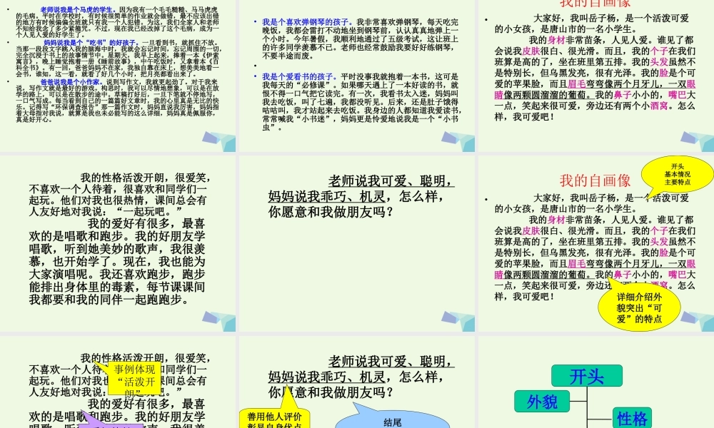 三年级语文上册 习作二 我的自画像作文课件1 苏教版-苏教版小学三年级上册语文课件