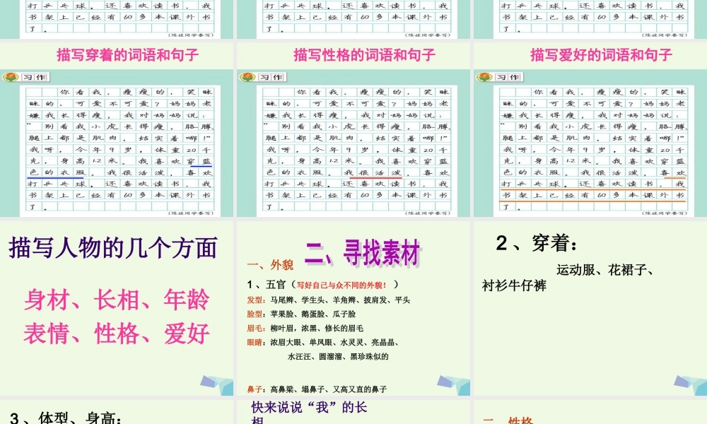 三年级语文上册 习作二 我的自画像作文课件4 苏教版-苏教版小学三年级上册语文课件