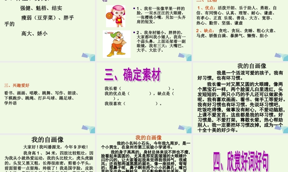 三年级语文上册 习作二 我的自画像作文课件4 苏教版-苏教版小学三年级上册语文课件