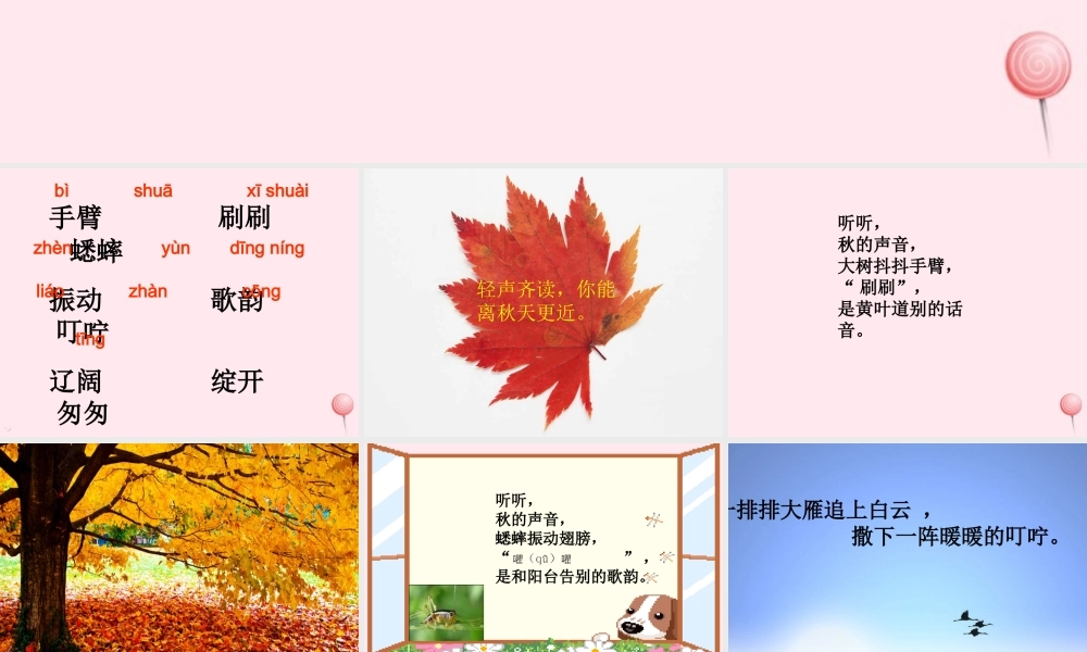 三年级语文上册 第三单元 12《听听，秋的声音》课件2 鲁教版-鲁教版小学三年级上册语文课件