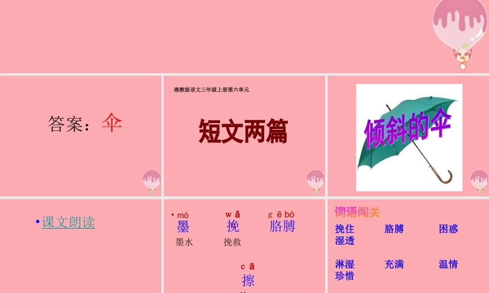 三年级语文上册 第六单元 倾斜的伞课件2 湘教版-湘教版小学三年级上册语文课件