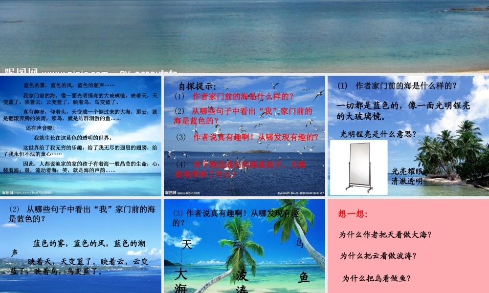 三年级语文上册 第六单元 我家门前的海课件1 长春版-长春版小学三年级上册语文课件