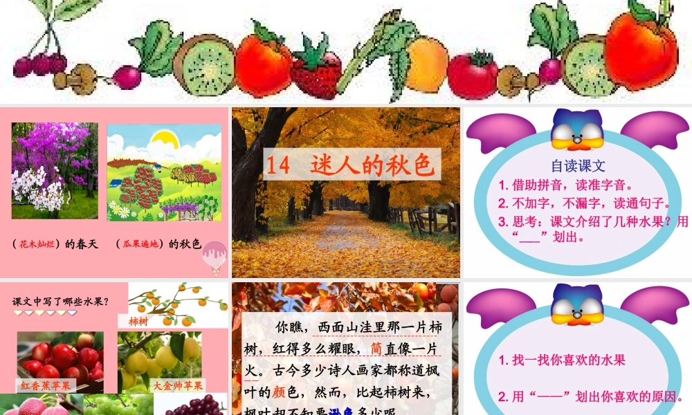 三年级语文上册 第四单元 迷人的秋色课件1 湘教版-湘教版小学三年级上册语文课件