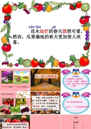 三年级语文上册 第四单元 迷人的秋色课件1 湘教版-湘教版小学三年级上册语文课件