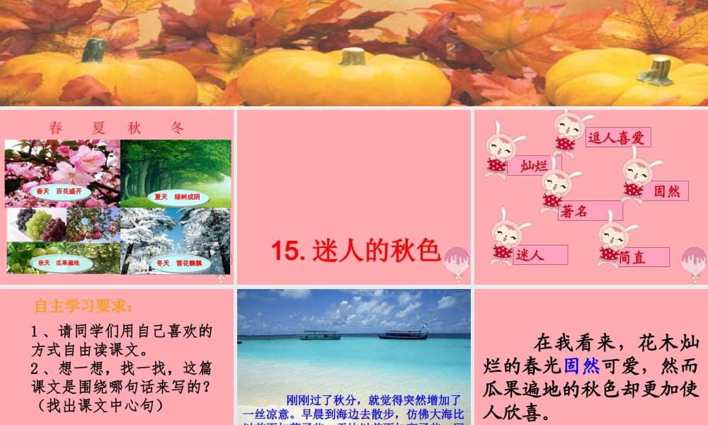 三年级语文上册 第四单元 迷人的秋色课件4 湘教版-湘教版小学三年级上册语文课件