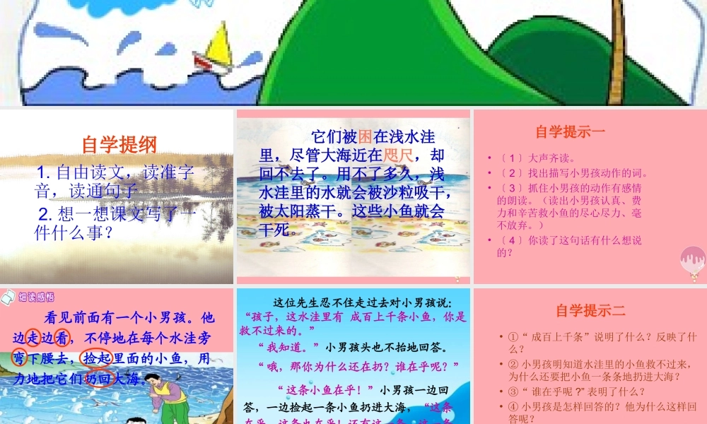 三年级语文上册 第四单元 这条小鱼在乎课件2 西师大版-西师大版小学三年级上册语文课件