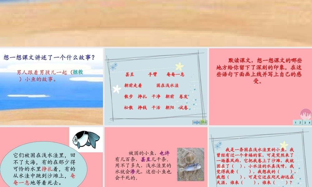 三年级语文上册 第四单元 这条小鱼在乎课件3 西师大版-西师大版小学三年级上册语文课件