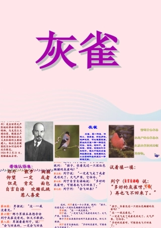 三年级语文上册 第二单元 5《灰雀》配套课件 鲁教版-鲁教版小学三年级上册语文课件