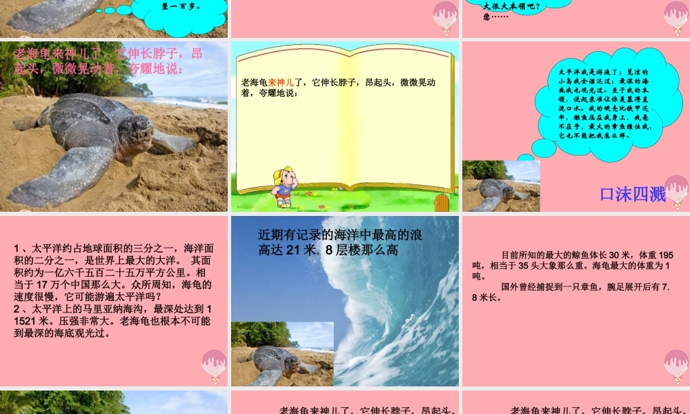 三年级语文上册 第十一单元 老海龟的悲剧课件3 长春版-长春版小学三年级上册语文课件