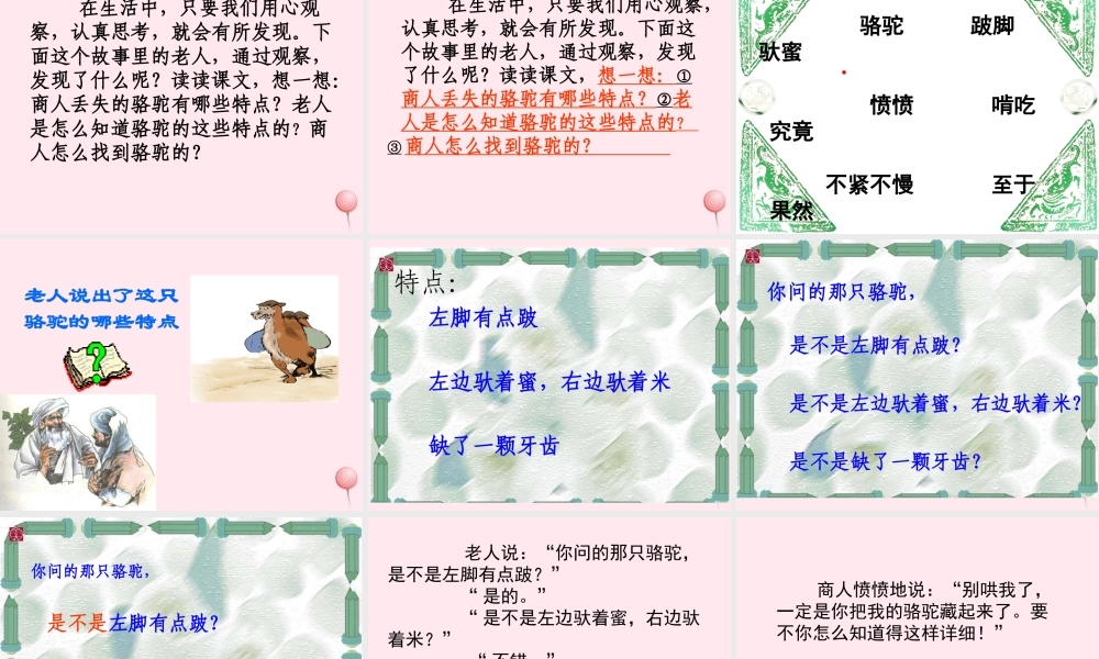 三年级语文上册 第四组 16《找骆驼》课堂教学课件3 新人教版-新人教版小学三年级上册语文课件