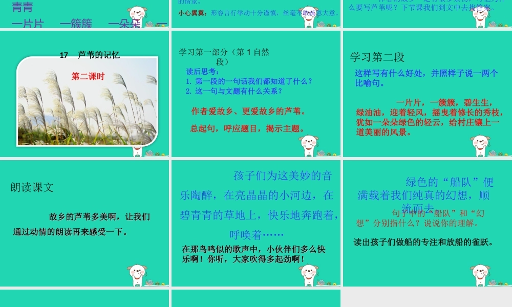 三年级语文上册 第六单元 17 芦苇的记忆课件 鄂教版-鄂教版小学三年级上册语文课件